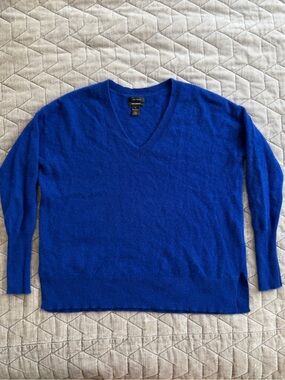 Halogen 100% Cashmere V-Neck Sweater Cobalt Blue M